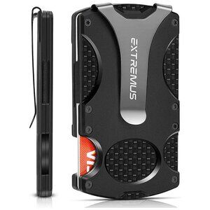Mens Wallet, Slim Tactical Wallet with Money Clip , Black
